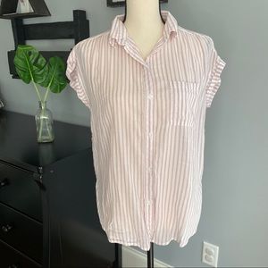 American Eagle Pink & White Short Sleeve Top Sz XS